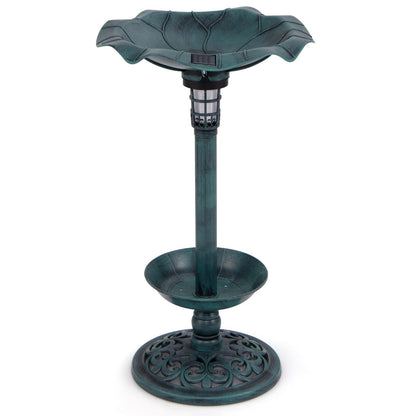 Solar-Powered Bird Bath and Feeder Combo Set for Garden Yard Lawn-Antique