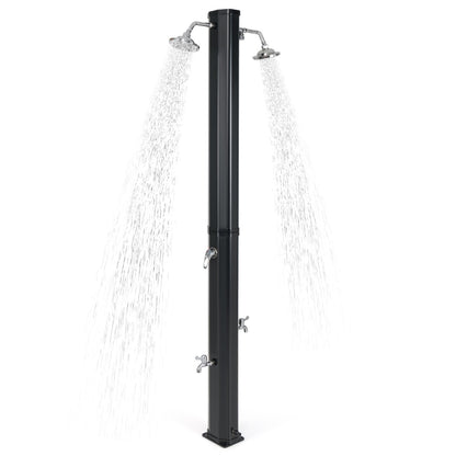 Solar Heated Shower with Dual Swivel Shower Heads-Black
