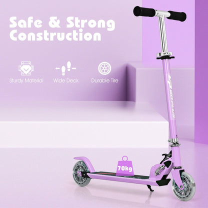 Kids Aluminum Folding Stunt Scooter with LED Wheels-Purple