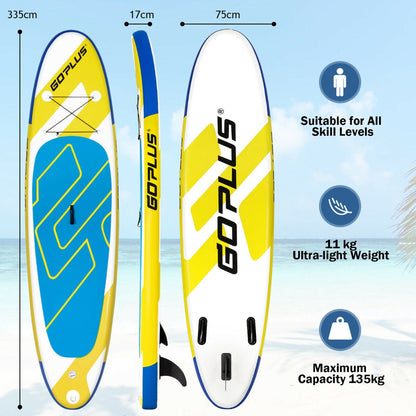 11FT Inflatable Stand Up Paddle Board with Hand Pump - Yellow + blue