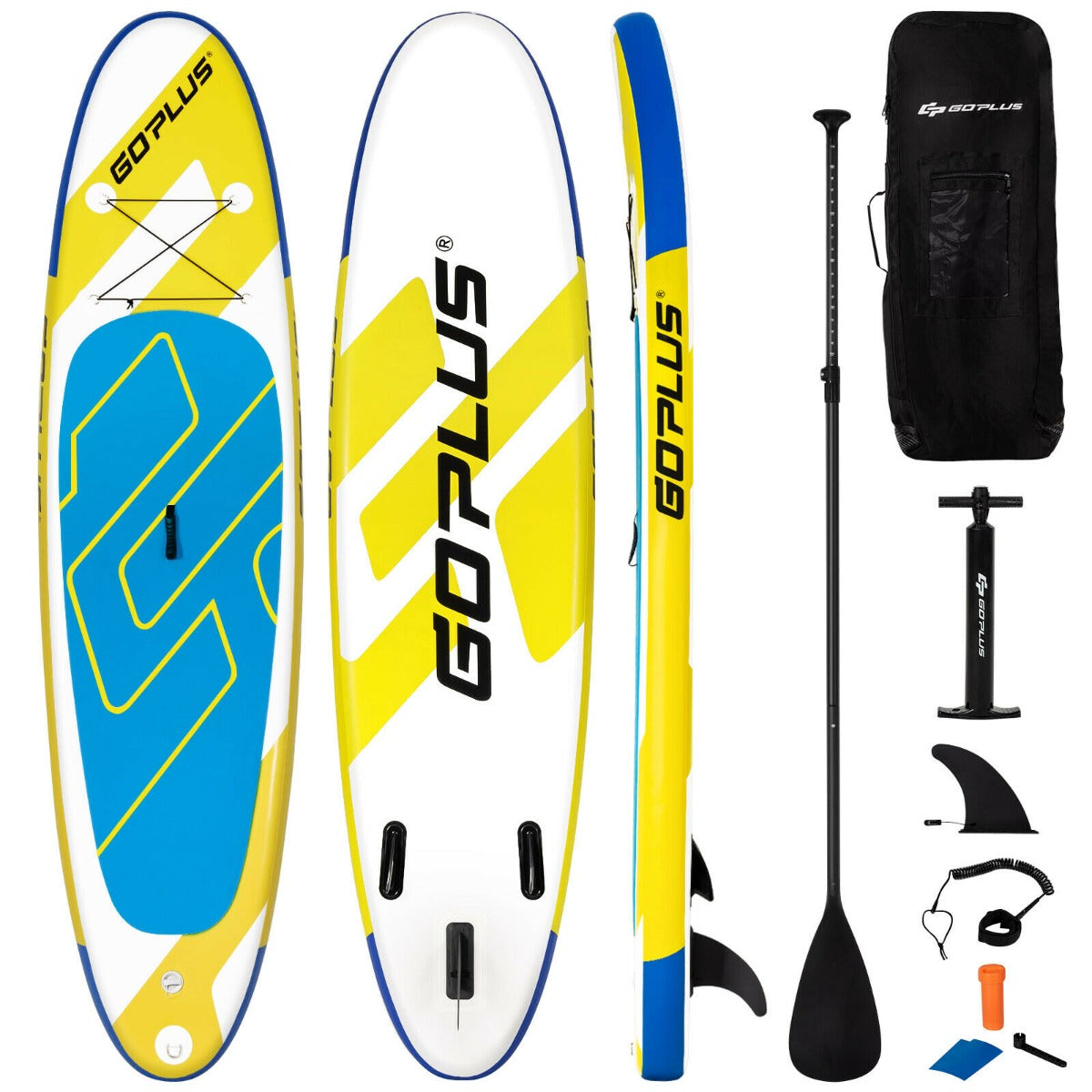 11FT Inflatable Stand Up Paddle Board with Hand Pump - Yellow + blue