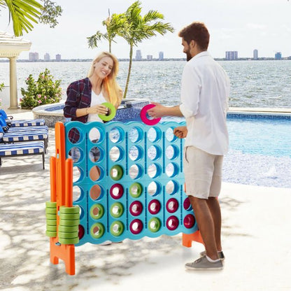 Giant Connect 4 in A Row with 42 Jumbo Rings for Garden &amp; Beach-Orange