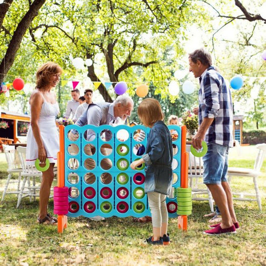 Giant Connect 4 in A Row with 42 Jumbo Rings for Garden &amp; Beach-Orange