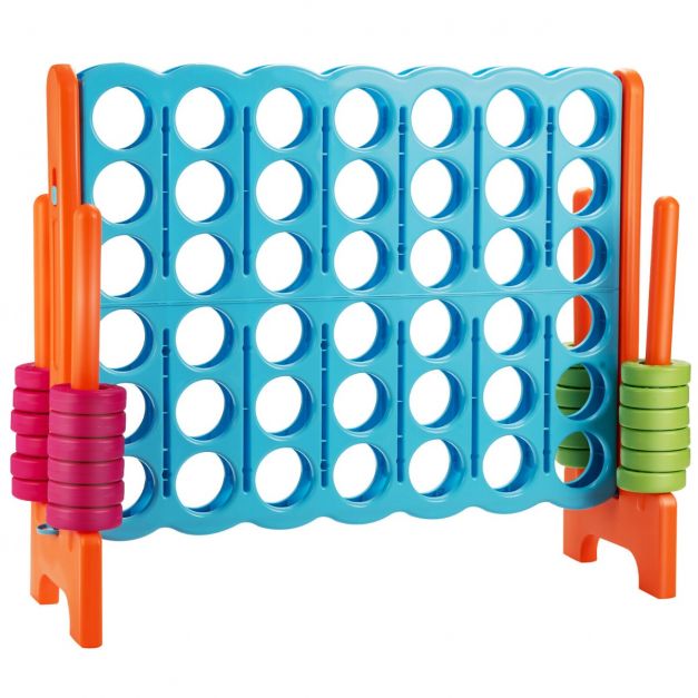 Giant Connect 4 in A Row with 42 Jumbo Rings for Garden &amp; Beach-Orange