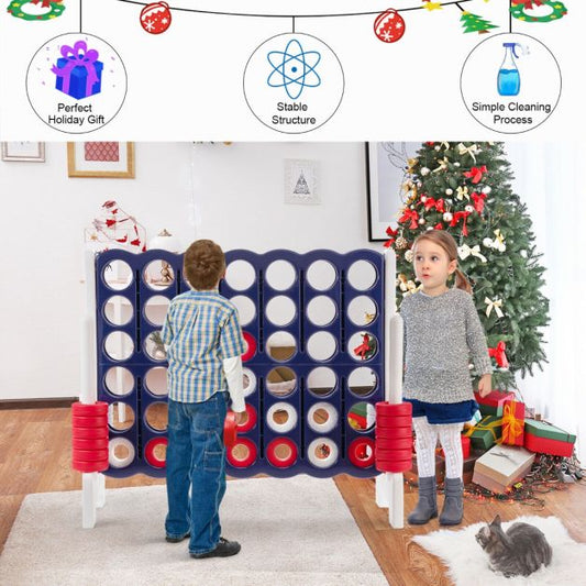 Giant Connect 4 in A Row with 42 Jumbo Rings for Garden &amp; Beach-White
