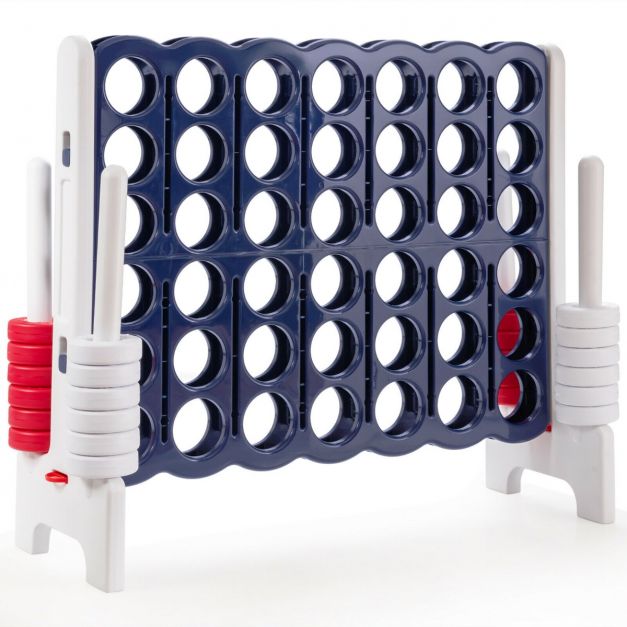 Giant Connect 4 in A Row with 42 Jumbo Rings for Garden &amp; Beach-White
