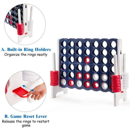 Giant Connect 4 in A Row with 42 Jumbo Rings for Garden &amp; Beach-White