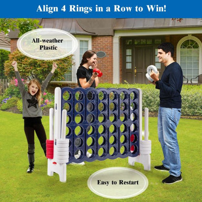 Giant Connect 4 in A Row with 42 Jumbo Rings for Garden &amp; Beach-White