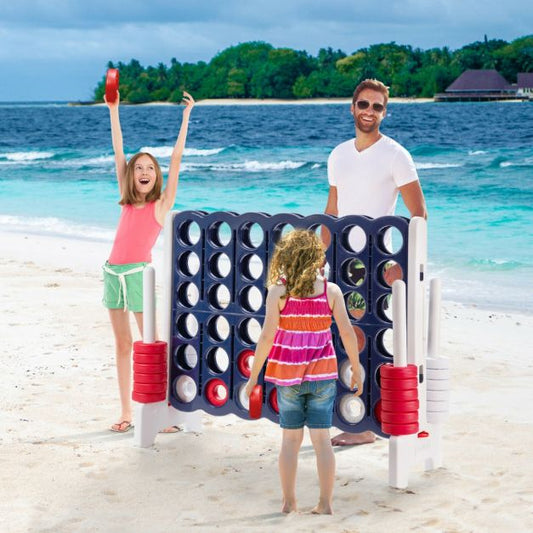Giant Connect 4 in A Row with 42 Jumbo Rings for Garden &amp; Beach-White