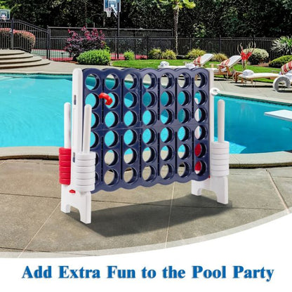 Giant Connect 4 in A Row with 42 Jumbo Rings for Garden &amp; Beach-White
