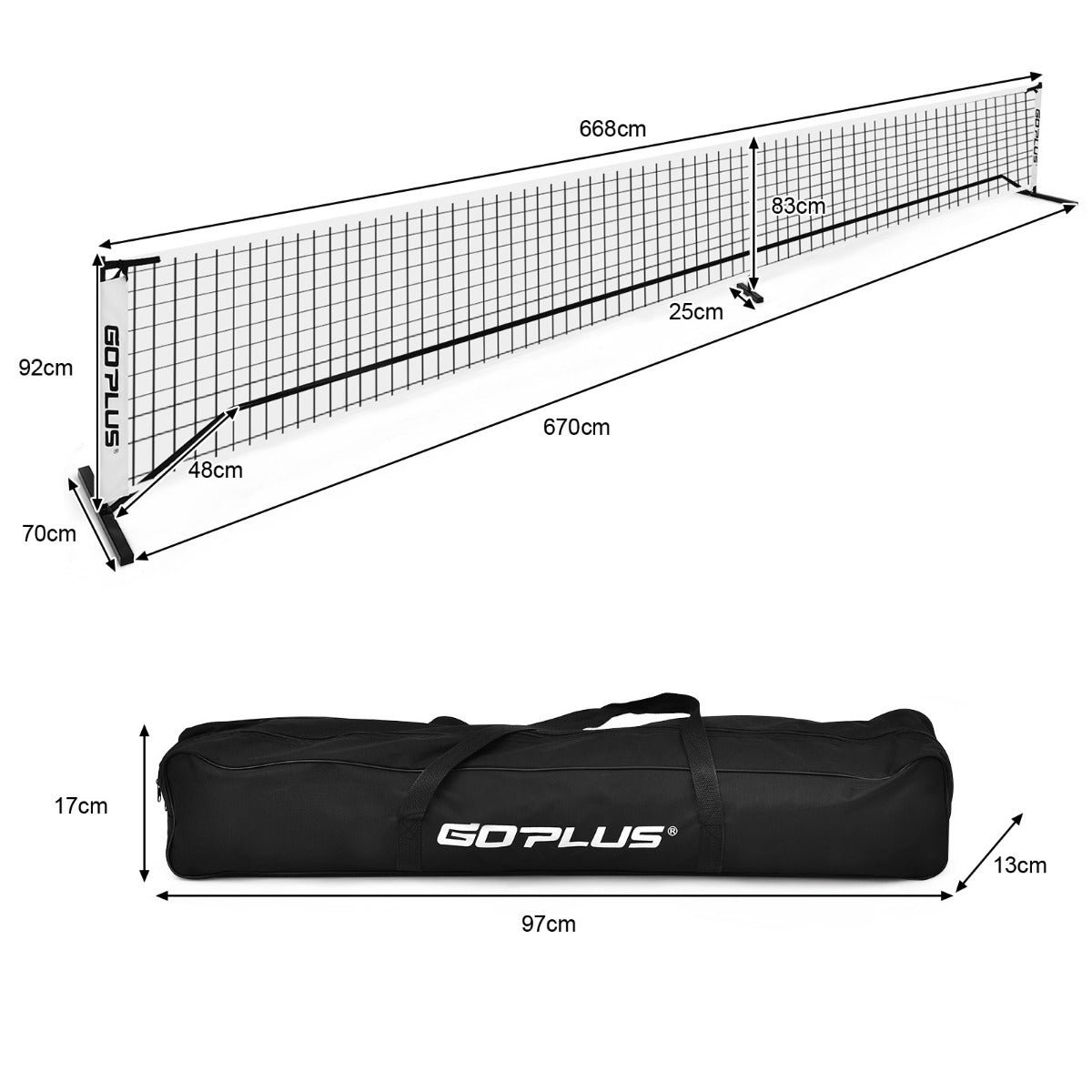 Offical Size Net System with Steel Pipes Strong and Carry Bag