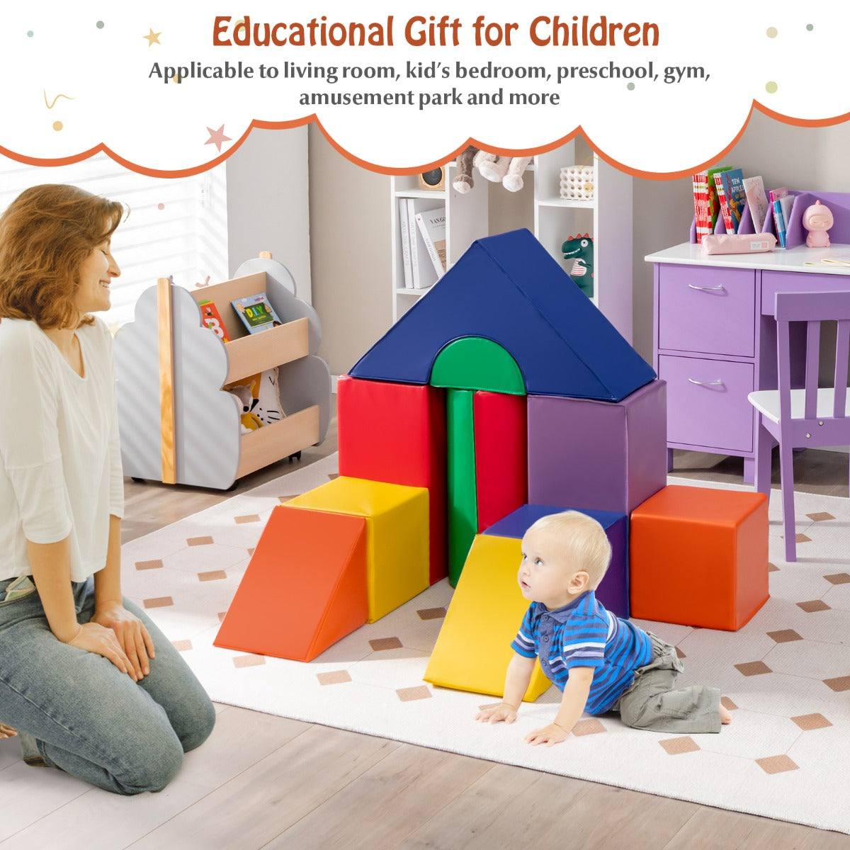 11 Piece Multicolored Foam Climbing &amp; Crawling Block Playset