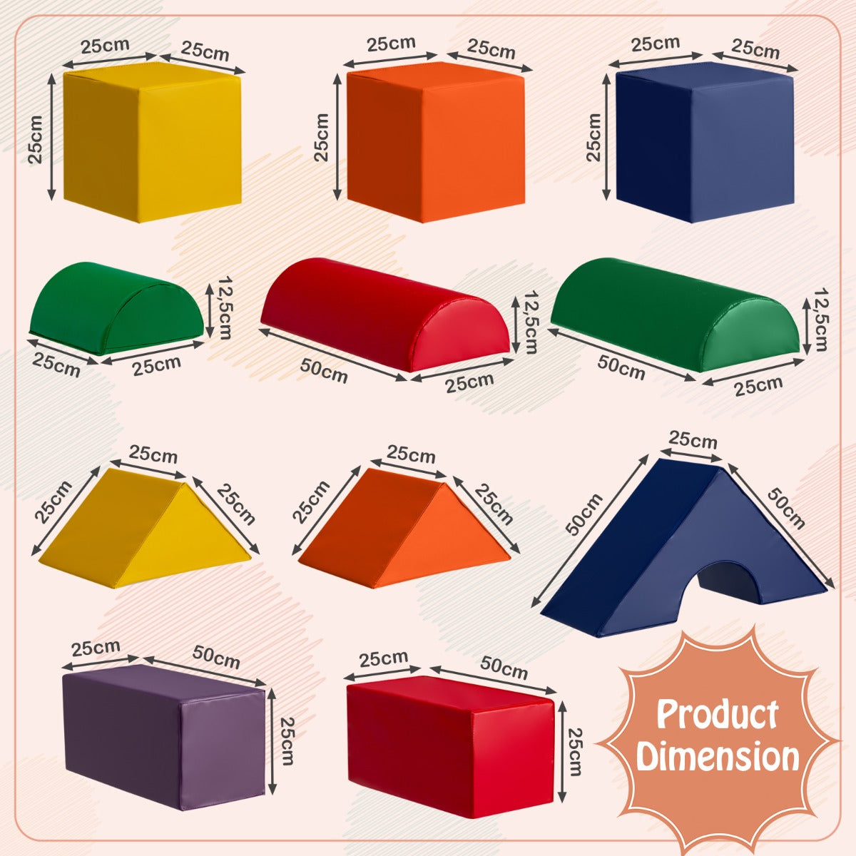 11 Piece Multicolored Foam Climbing &amp; Crawling Block Playset