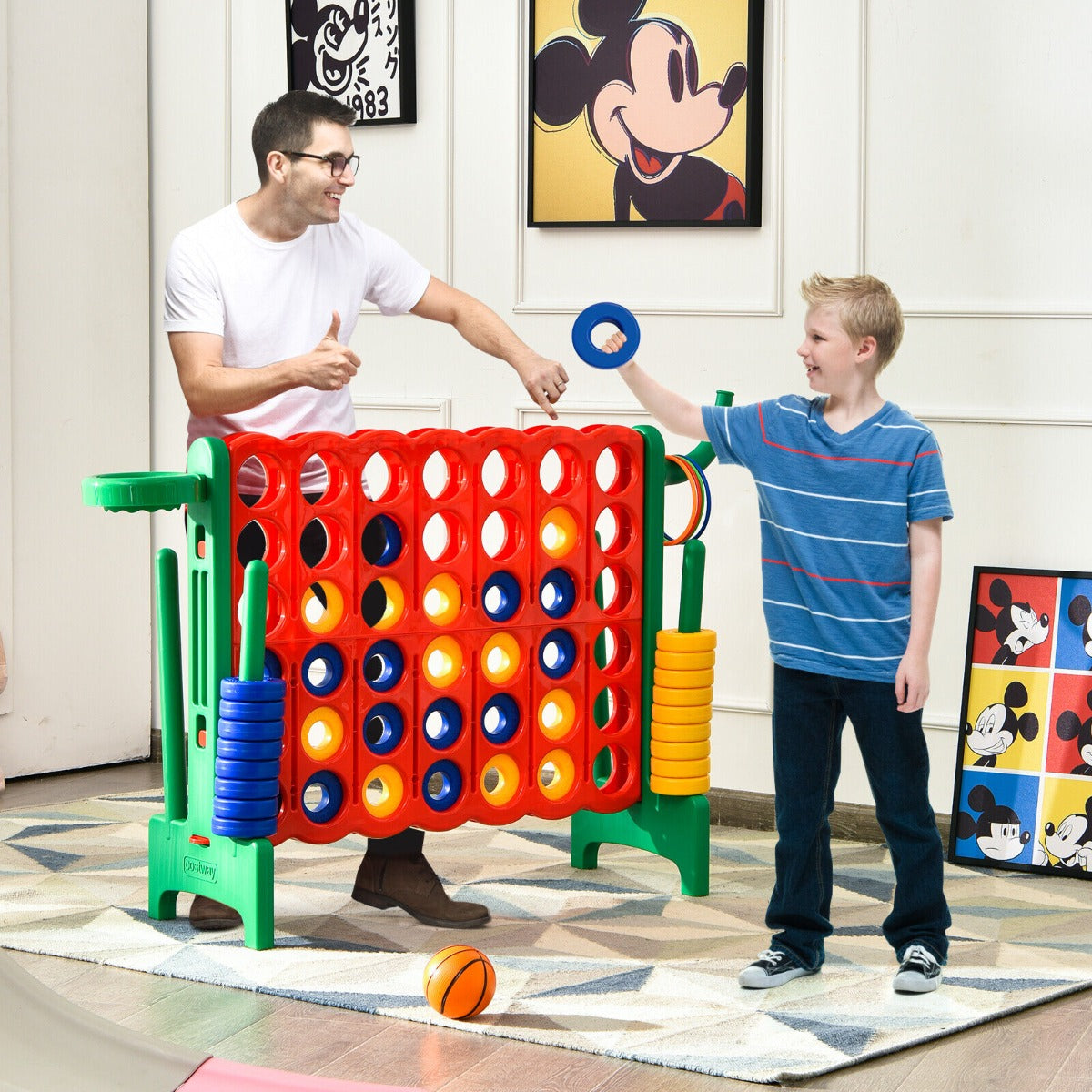 Giant Connect 4 Game Jumbo with 42 Rings-Green