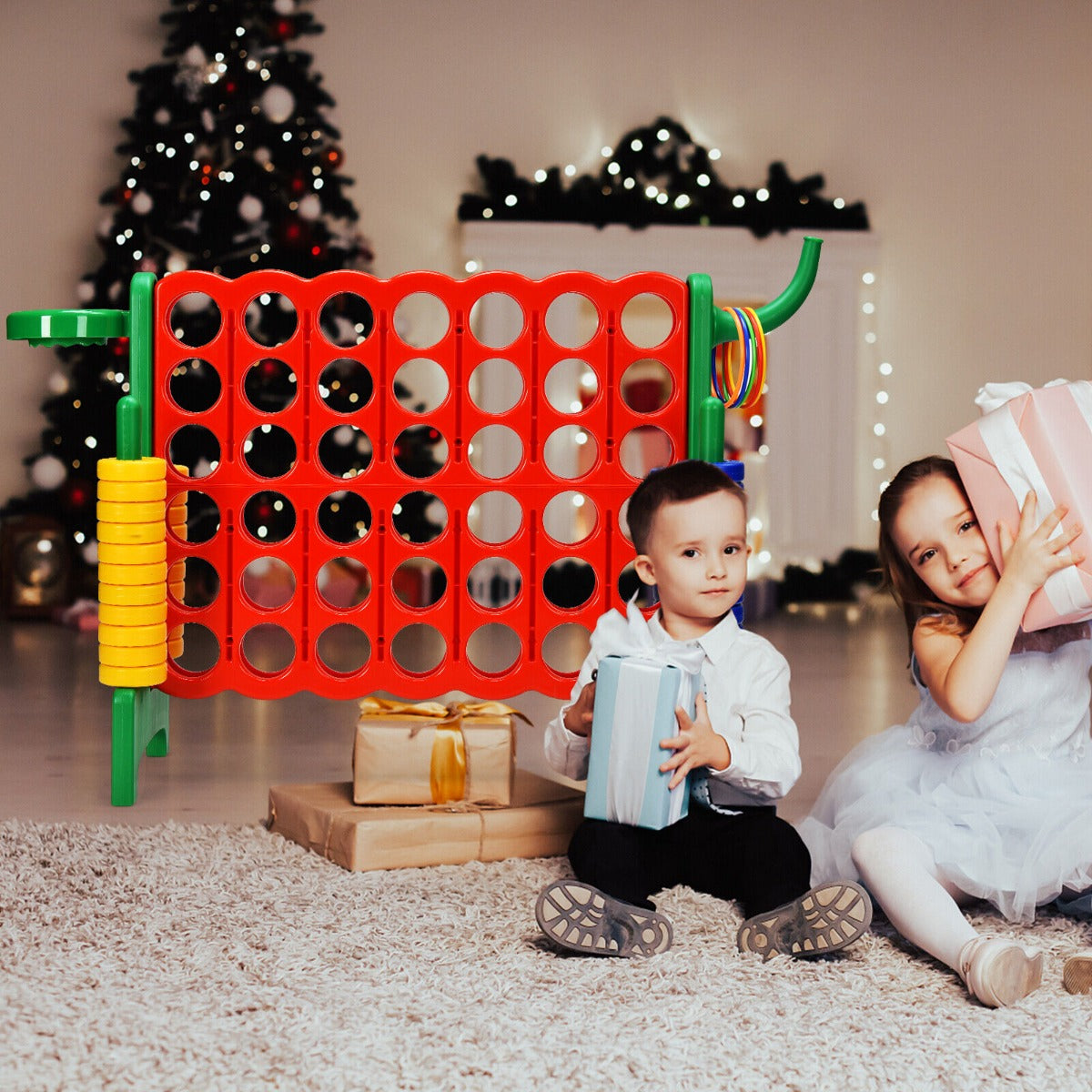 Giant Connect 4 Game Jumbo with 42 Rings-Green