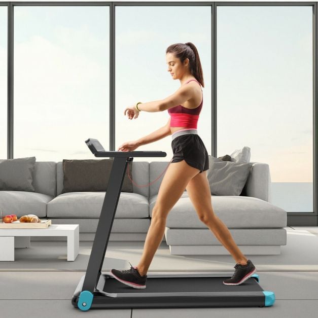 Folding Treadmill with APP Control and Bluetooth Speaker-Blue