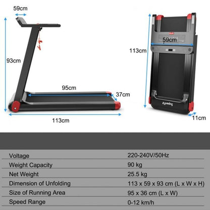 Folding Treadmill with APP Control and Bluetooth Speaker-Red
