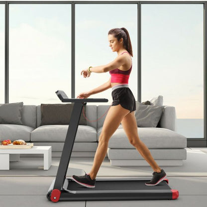 Folding Treadmill with APP Control and Bluetooth Speaker-Red