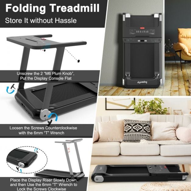 Folding Treadmill with APP Control and Bluetooth Speaker-Silver