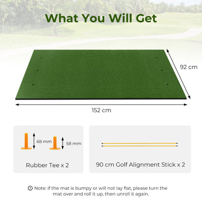 25 mm Golf Hitting Mat Includes 2 Rubber Tees and 2 Alignment Sticks