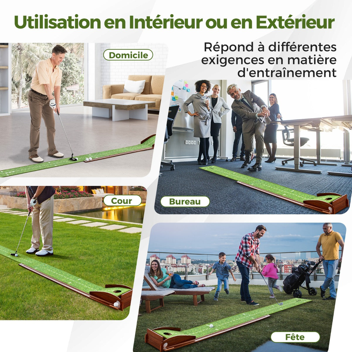 Golf Putting Mat Training Aid with Auto Ball Return and 3 Balls