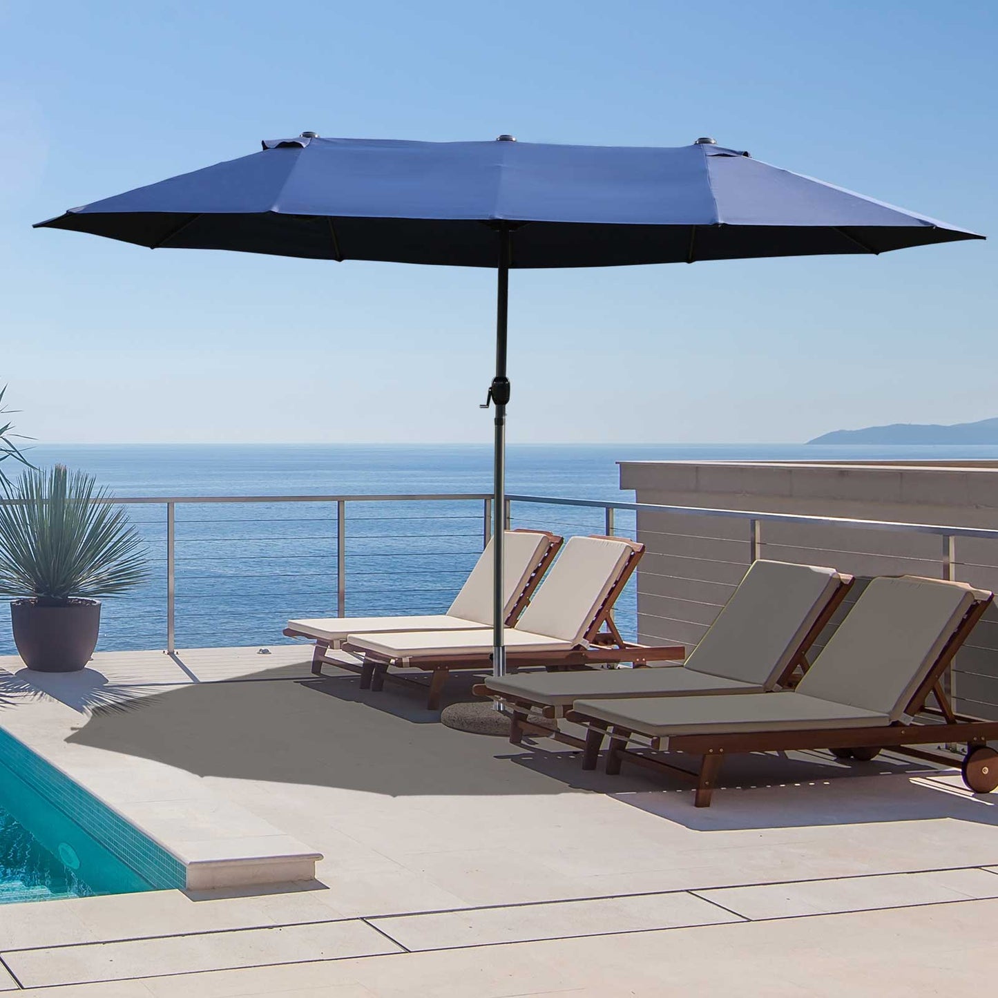 Parasol dwustronny Outsunny, 2,7x4,6 szer. x 2,4 wys. m-niebieski
