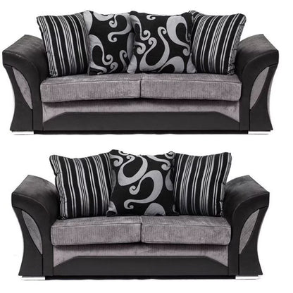 Sparrow Chenille Fabric 3 Seater and 2 Seater Sofa Set in Black and Grey