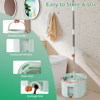 Spin Mop and Bucket Set Separation Dirty and Clean Water System-Green