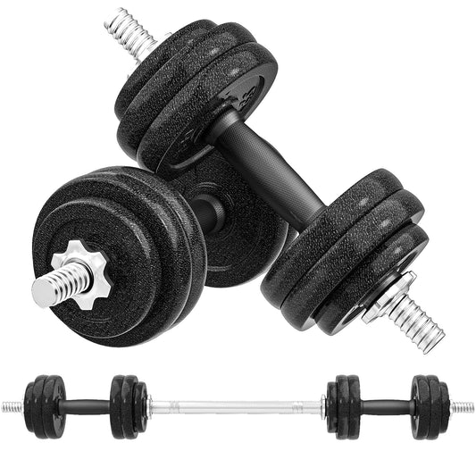 SPORTNOW 2-in-1 Adjustable Dumbbells Set, 30kg Cast Iron Weights Dumbbells Set with Non-Slip Grip for Strength Training, Weight Lifting, Bodybuilding, Home Gym Workout Equipment for Men & Women