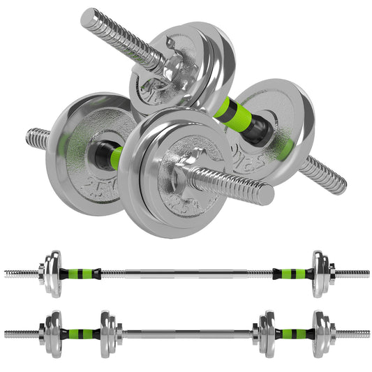 SPORTNOW 20kg 2-in-1 Barbell and Dumbbell Set, with Non-Slip Handle, for Weight Lifting, Training Home Gym
