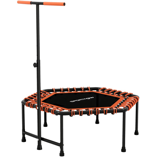 SPORTNOW 45" Rebounder Trampoline for Adults, Quiet Bungee Rebounder with LED Lights and Adjustable Handle, Orange