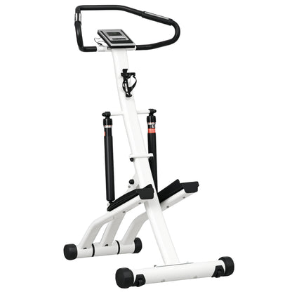SPORTNOW Stepper Machine for Home, Foldable Stair Stepper with 12-Level Hydraulic Resistance, Stair Climber with LCD Monitor, Heart Rate Sensor and Drink Holder, White and Black