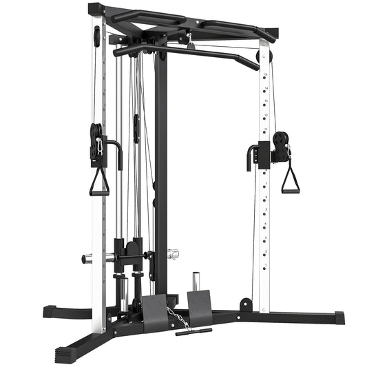 SPORTNOW Multifunctional Gym Machine with High-Low Pulleys Pull Up Bar Home Strength Training, Black