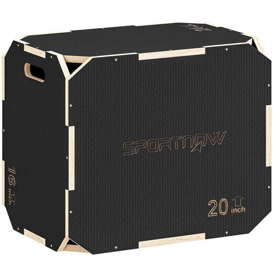 SPORTNOW Non-Slip Plyo Box, Corner-free Wooden Jump Box, 41 x 61 x 51 cm