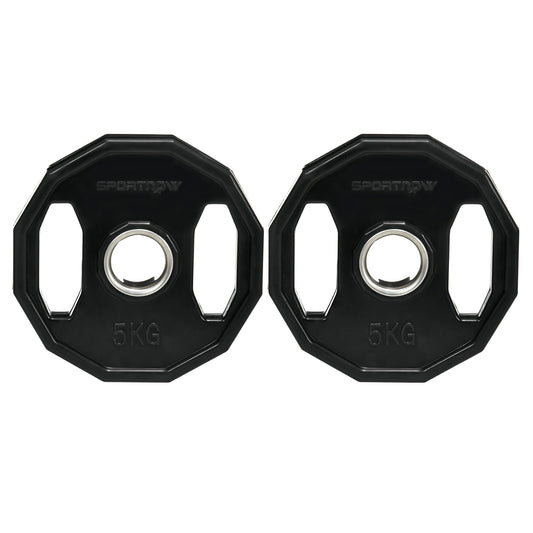 SPORTNOW Olympic Weight Plates Set, Metal and Rubber Bumper Plates Weights Discs with 2"/5cm Holes, for Home Gym Weight Lifting Strength Training, 2 x 5kg, Black