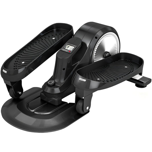 SPORTNOW Under Desk Elliptical Machine with LCD Monitor, 8 Adjustable Magnetic Resistances for 2-in-1 Seat & Stand Up Exercise