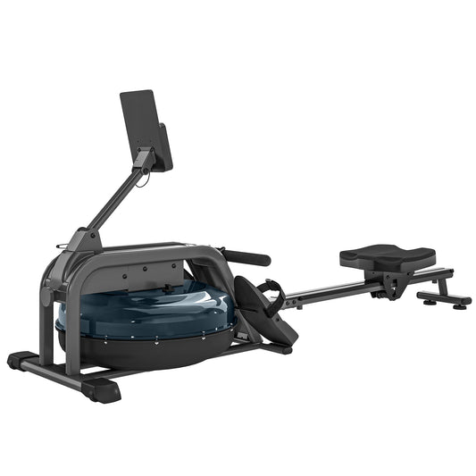 SPORTNOW Water Rowing Machine with Wheels in Black
