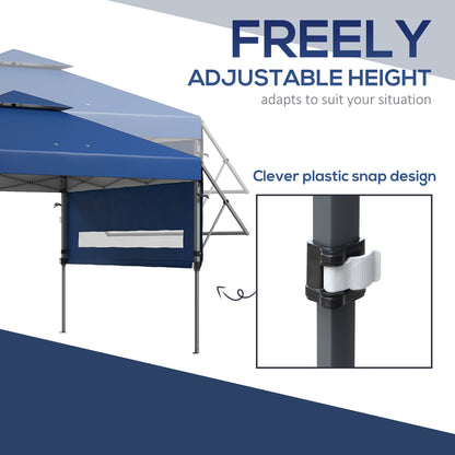 5 x 3(m) Pop Up Gazebo with Extend Dual Awnings, 1 Person Easy Up Marquee Party Tent With 1 Button Push Height Adjustable Instant Shelter - Blue