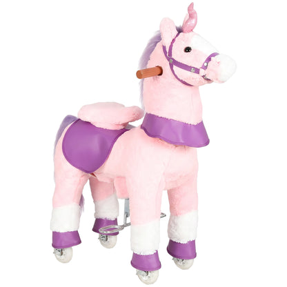 AIYAPLAY Ride on Horse Pedal Ride On Walking Horse Toy Rotatable Head Neighing Sound, Pink