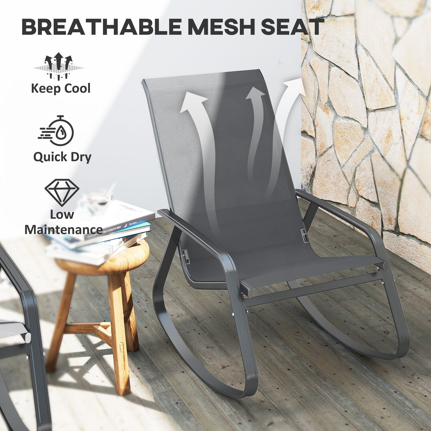 Outsunny Rocking Garden Chair - Szary
