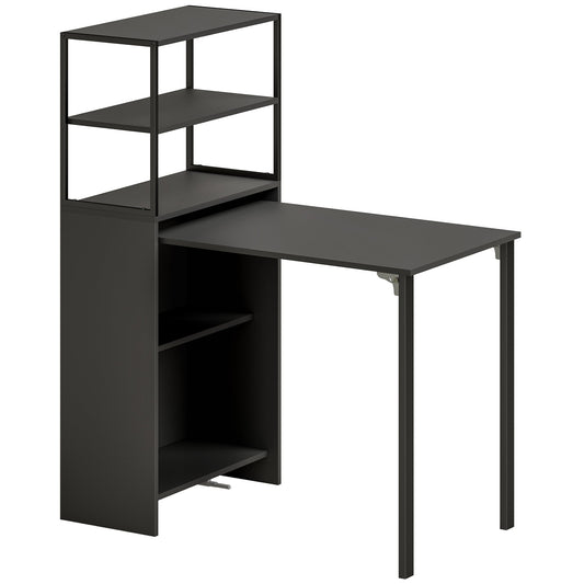 HOMCOM Folding Shelf and Work Table - Black