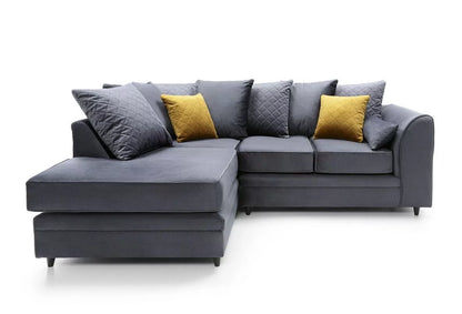 Chic Velvet Corner Sofa - Dark Grey