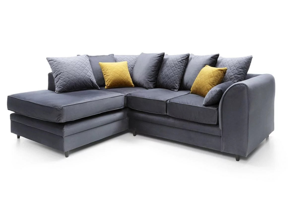 Chicago Velvet Corner Sofa - Silver Blue