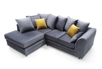 Chic Velvet Corner Sofa - Dark Grey