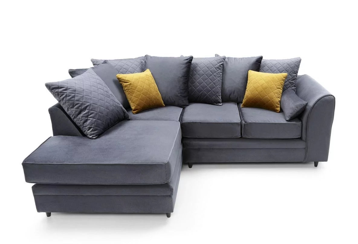 Chicago Velvet Corner Sofa - Silver Blue