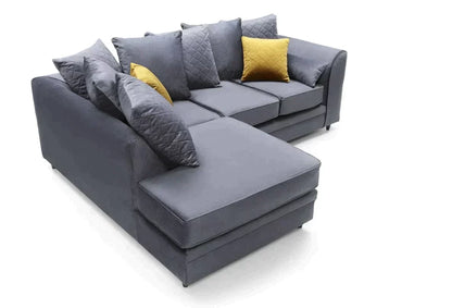 Chic Velvet Corner Sofa - Dark Grey