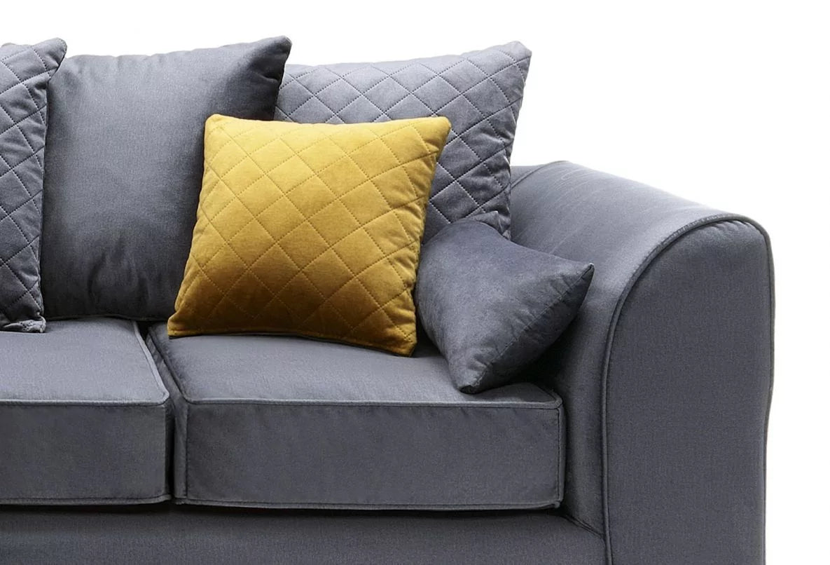 Chic Velvet Corner Sofa - Dark Grey