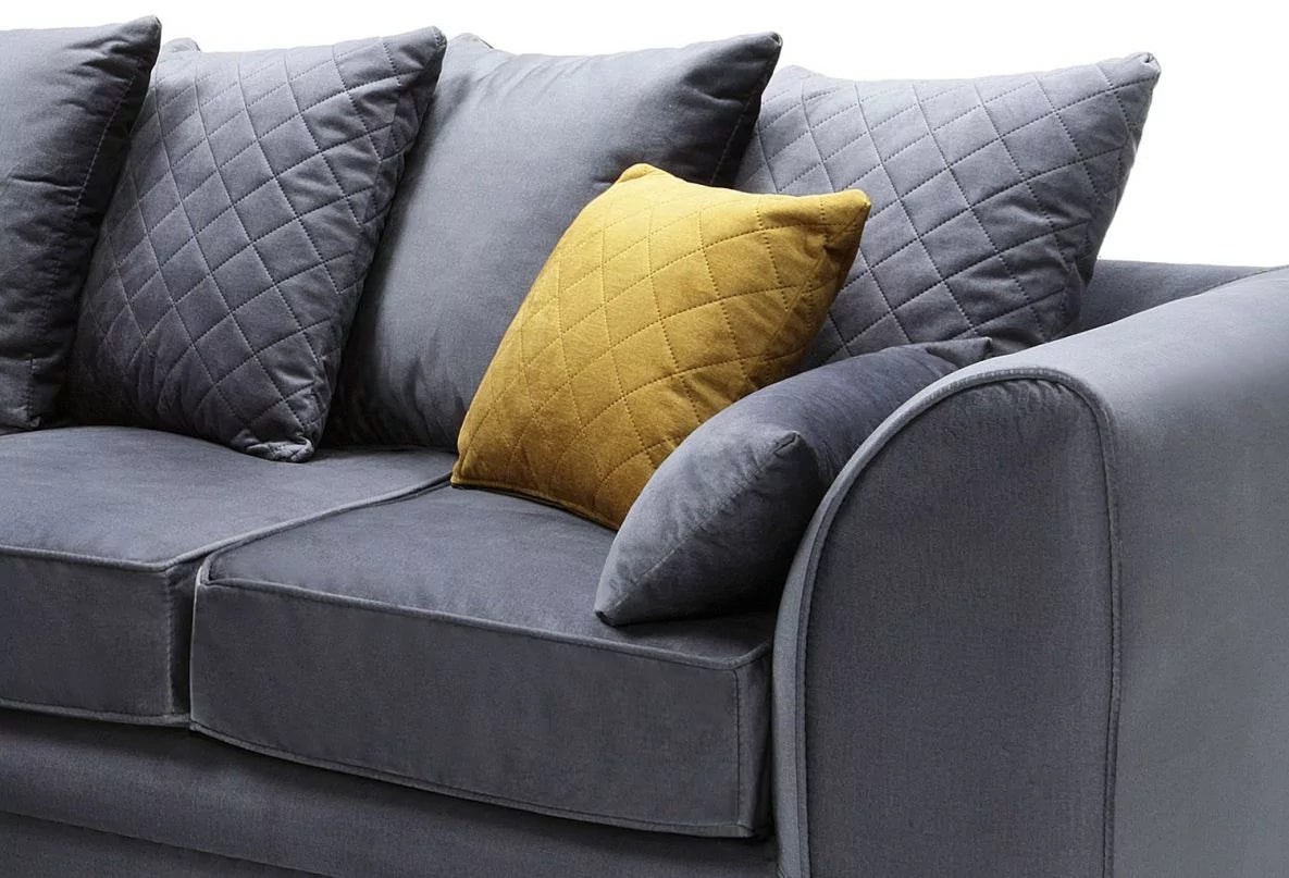 Chic Velvet Corner Sofa - Dark Grey