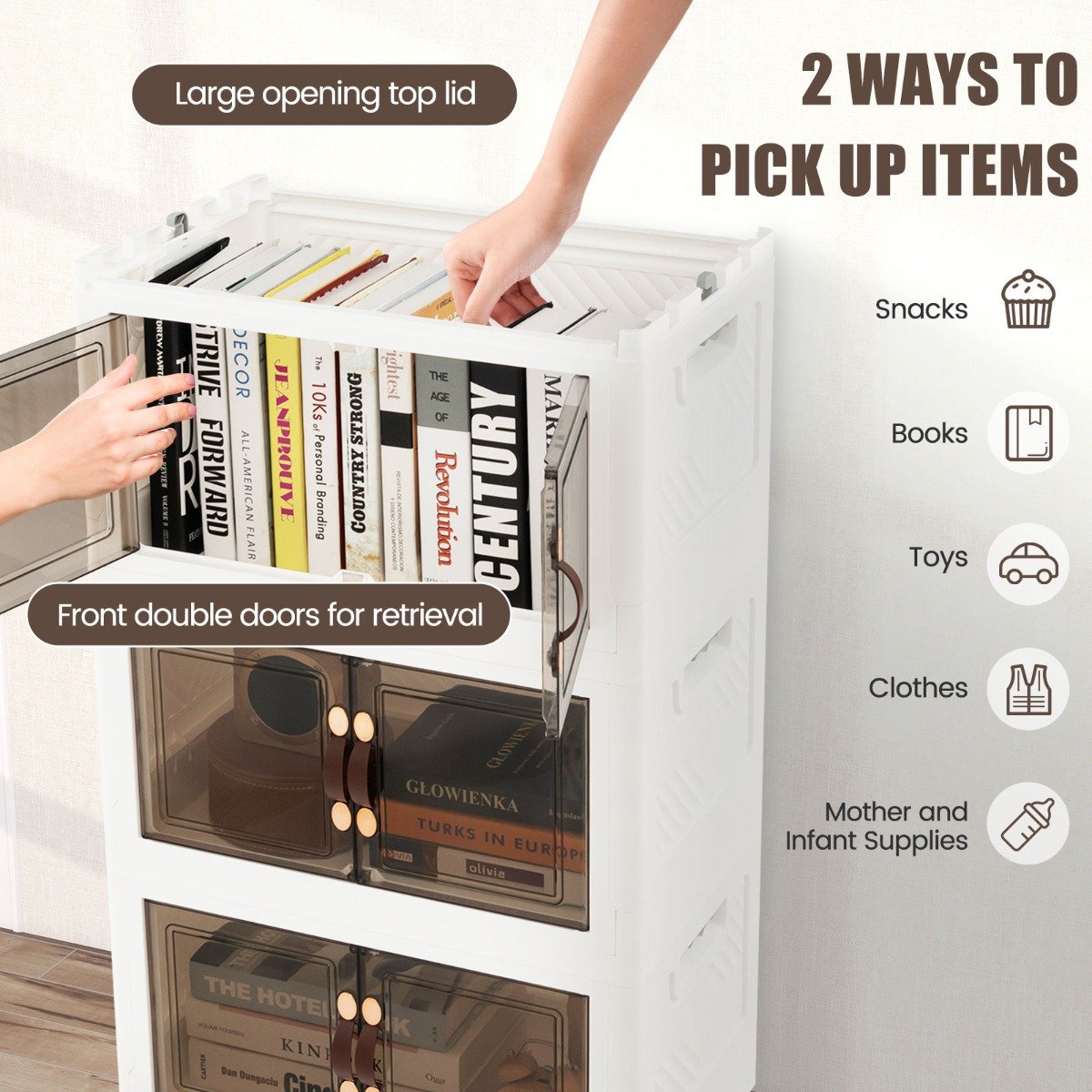 27/34/44/59/78/92.5 Gal Stackable Storage Bins with Lockable Wheels-44 Gal-4-Tier