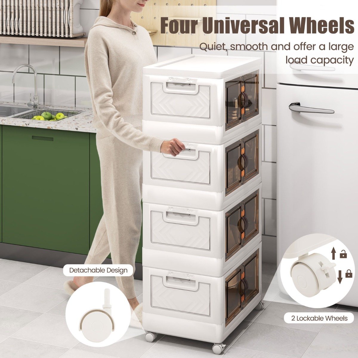 27/34/44/59/78/92.5 Gal Stackable Storage Bins with Lockable Wheels-44 Gal-4-Tier